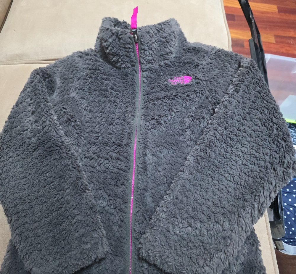 The North Face Little Girls Charcoal Fleece Jacket with Pink Accents Size XXS